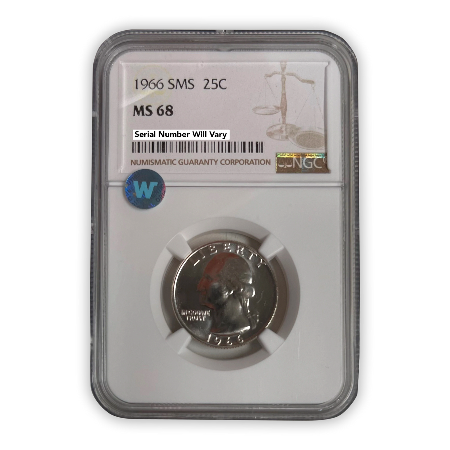 1966 Washington Quarter SMS Philadelphia - NGC MS68 Sight White