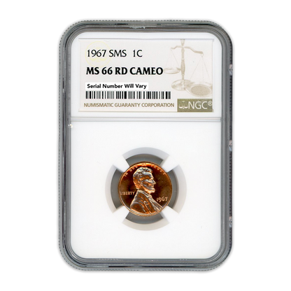 1967 Lincoln Cent - SMS NGC MS66 RD Cameo