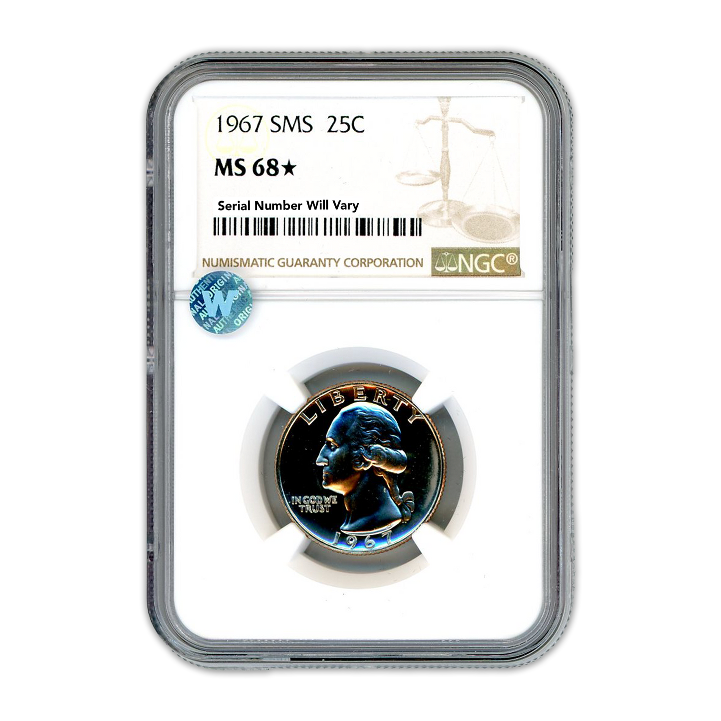 1967 Washington Quarter - SMS NGC MS68 Rare Sight White