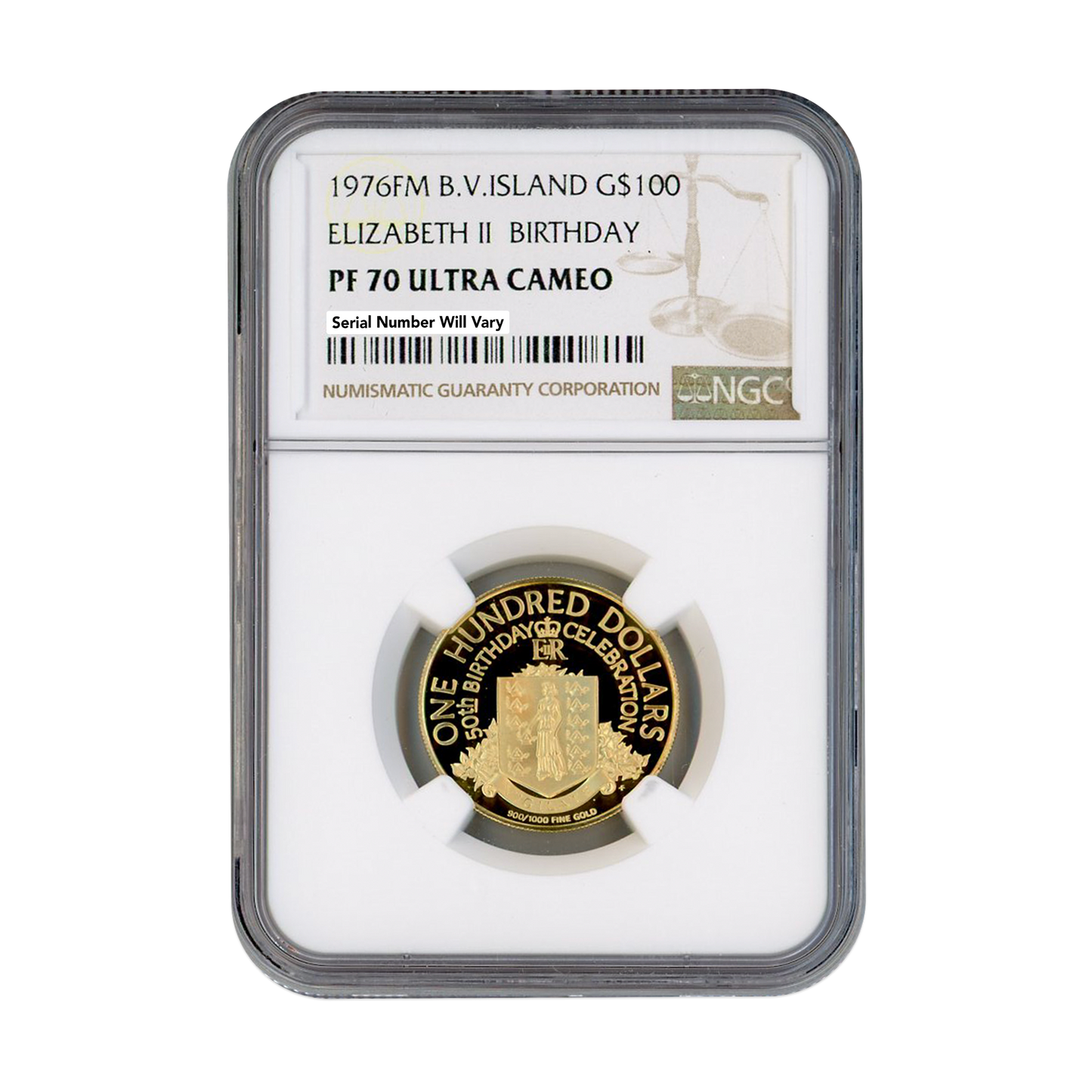1976 FM B.V Island $100 Elizabeth II Birthday - NGC PF70 Ultra Cameo