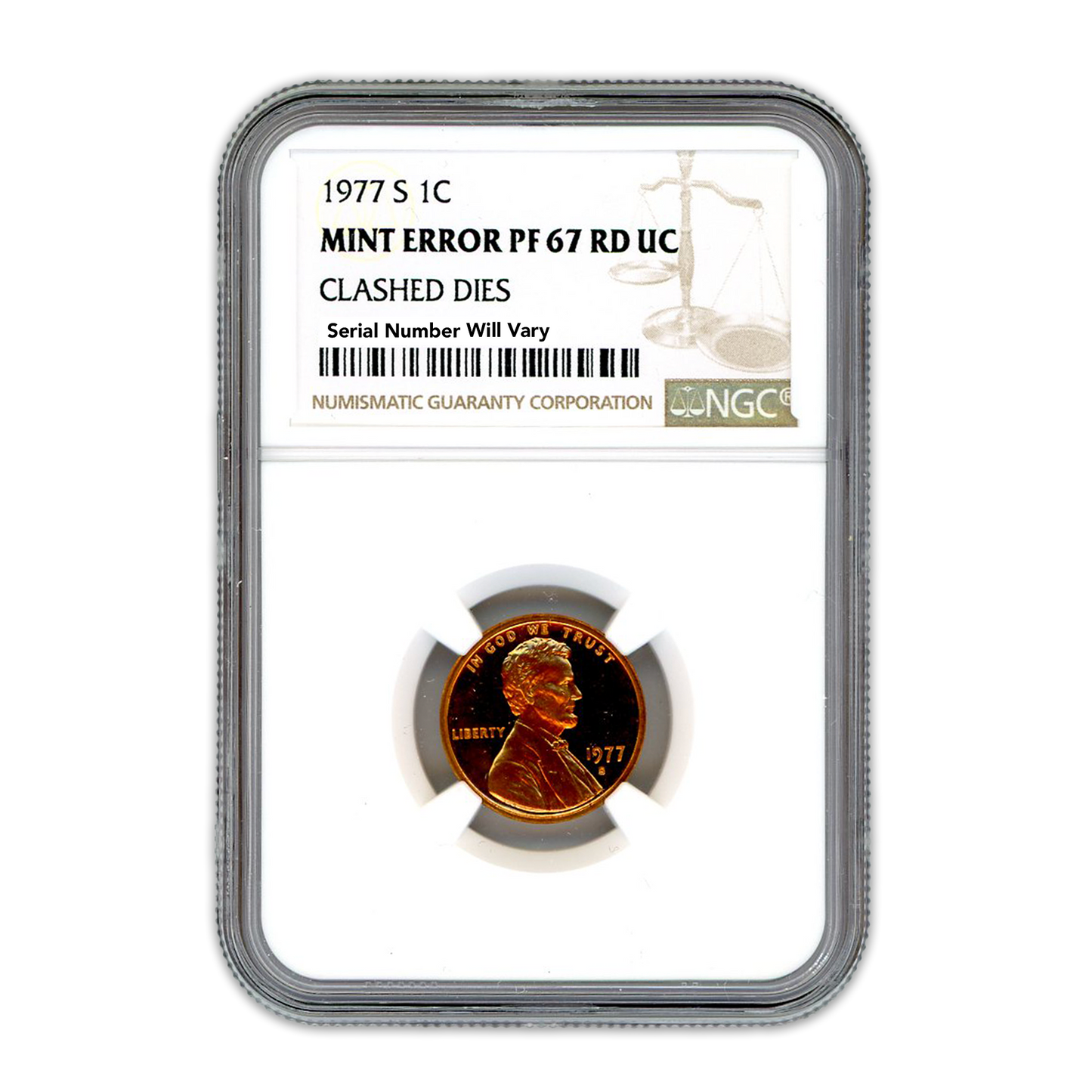 1977 Lincoln Cent- San Francisco Mint Error Clashed Dies NGC PF67 RD UC