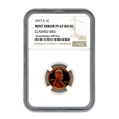 1977 Lincoln Cent- San Francisco Mint Error Clashed Dies NGC PF67 RD UC