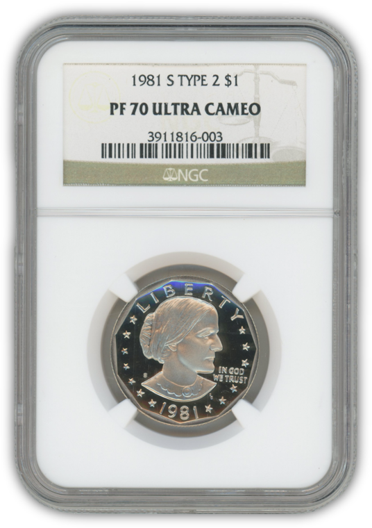 1981 S Type 2 Susan B Anthony Dollar NGC PF70 Ultra Cameo