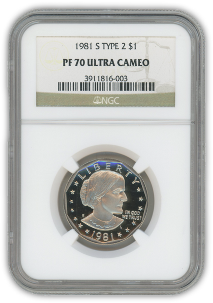 1981 S Type 2 Susan B Anthony Dollar NGC PF70 Ultra Cameo