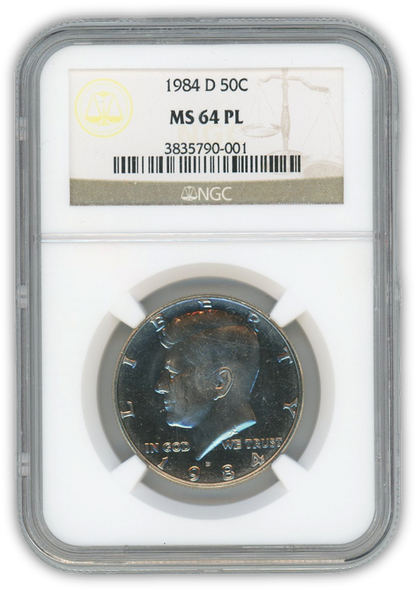 1984 Kennedy Half Dollar Denver - NGC MS64 PL Prooflike