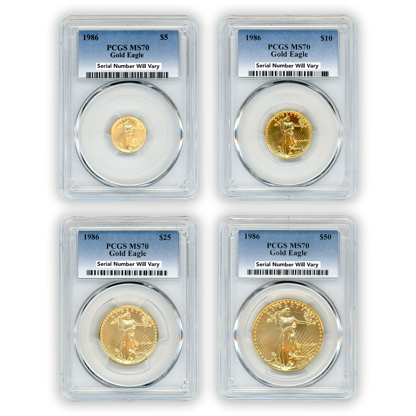 1986 Gold Eagle 4 pc Set - Mint State - PCGS MS70