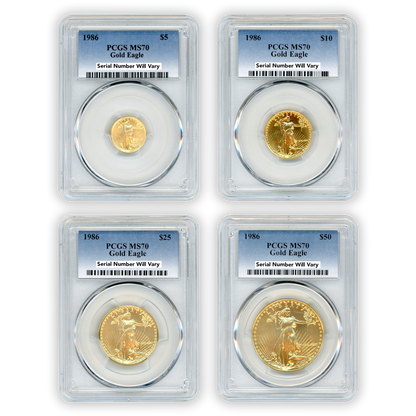 1986 Gold Eagle 4 pc Set - Mint State - PCGS MS70