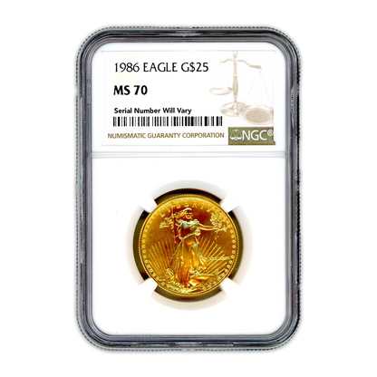 1986 $25 Gold Eagle NGC MS 70