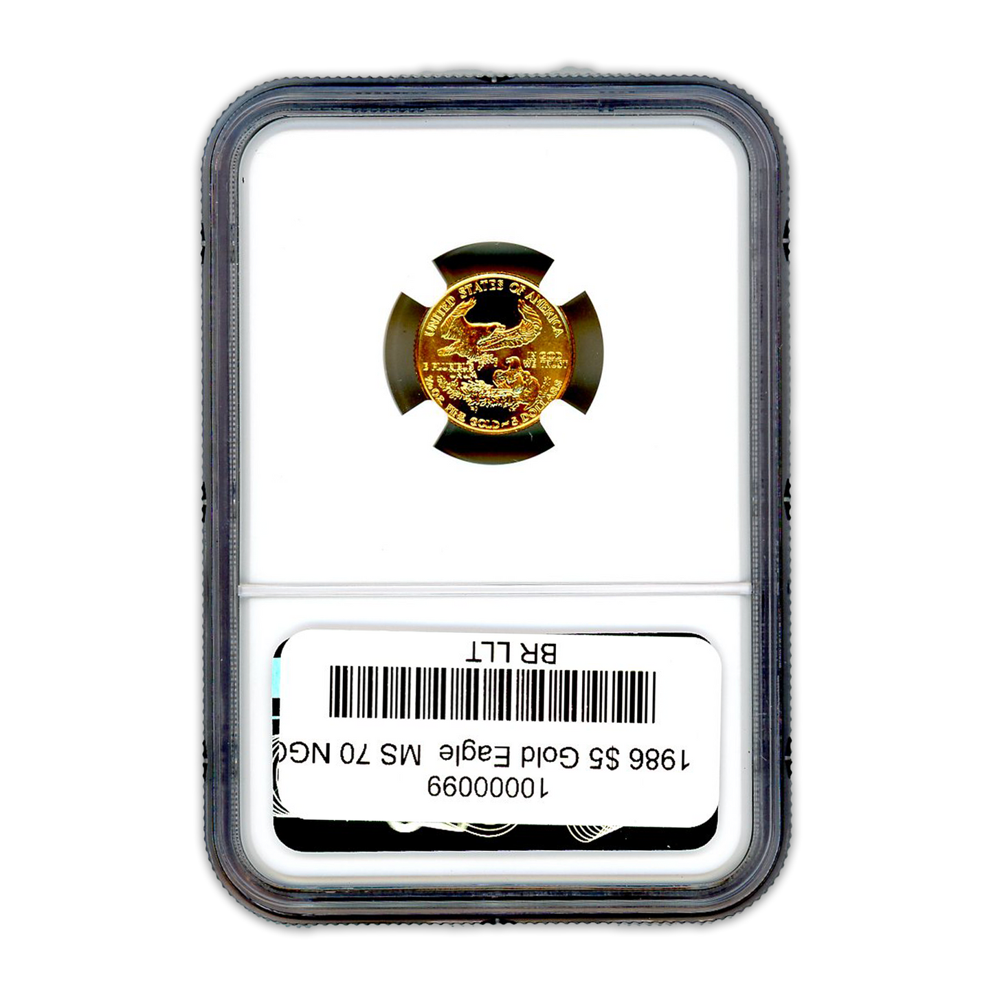 1986 $5 Gold Eagle 1/10 oz - NGC MS70