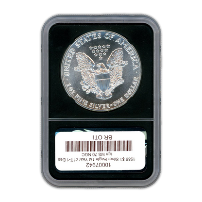 1986 $1 Silver Eagle 1st Year of T-1 Design NGC MS70