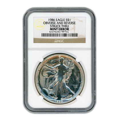 1986 Silver Eagle - Mint Error - Obverse and Reverse NGC