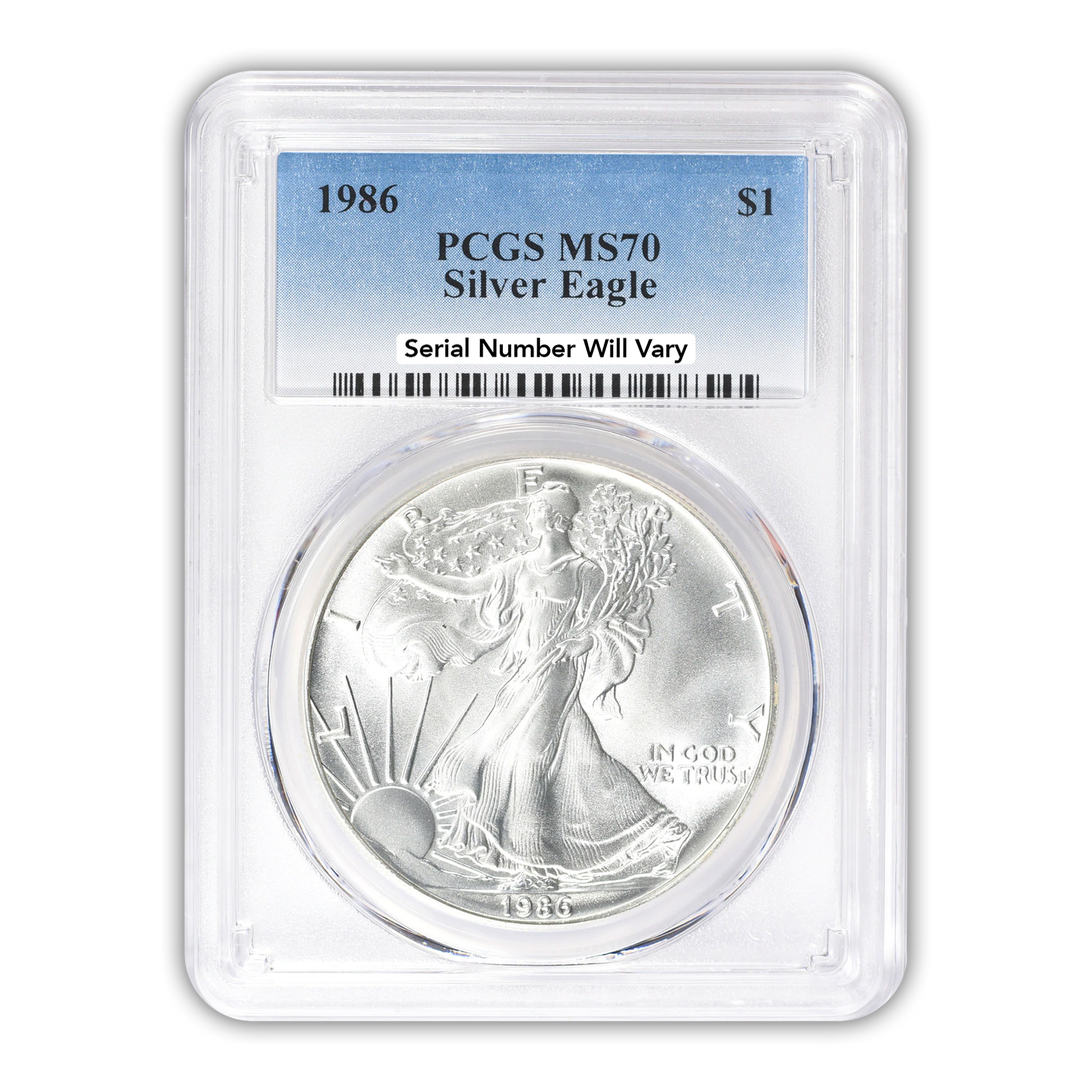 1986 Silver Eagle - Business Strike - PCGS MS70 - CoinsTV