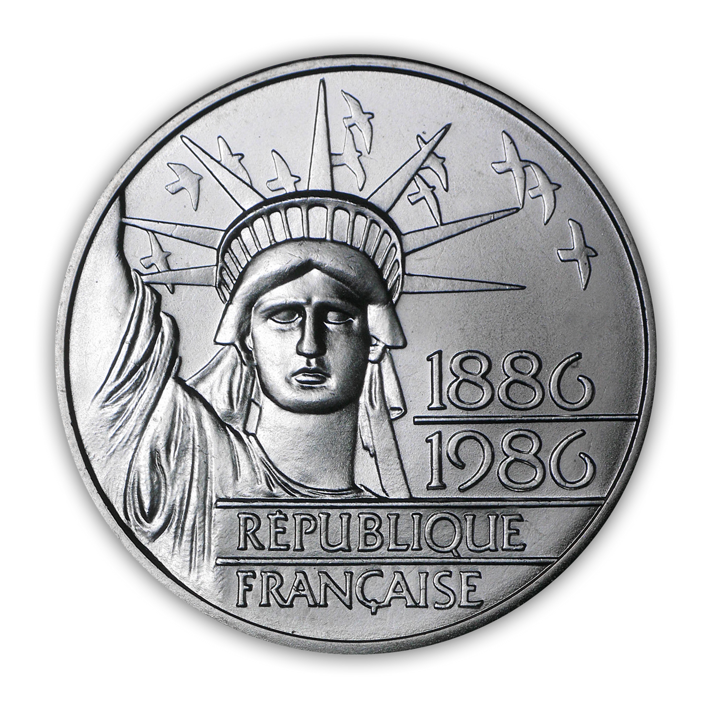 1986 Statue of Liberty 100 Franc Silver Piedfort