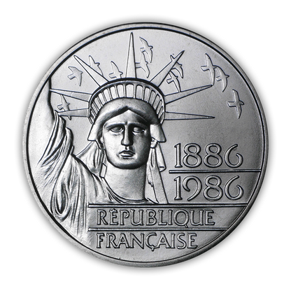 1986 Statue of Liberty 100 Franc Silver Piedfort