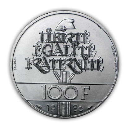 1986 Statue of Liberty 100 Franc Silver Piedfort