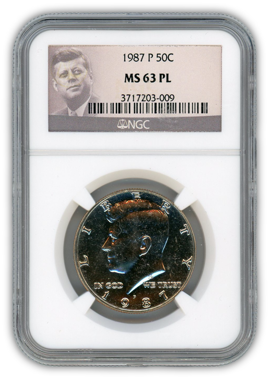 1987 Kennedy Half Dollar Philadelphia - NGC MS63 PL Prooflike