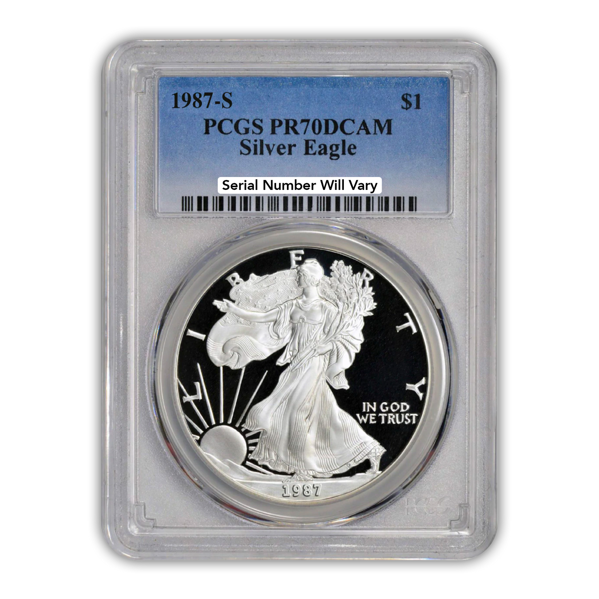 1987 Silver Eagle - Proof - PCGS PR70 - CoinsTV