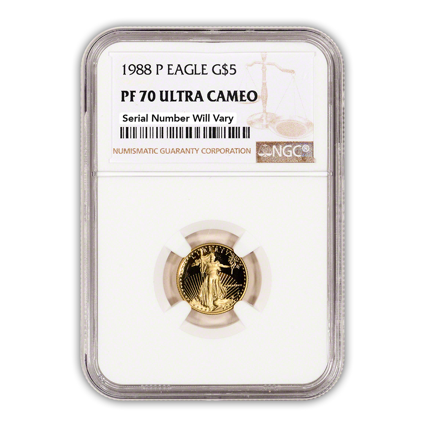 1988 $5 Gold Eagle - 1/10th oz Philadelphia Proof - NGC PF70