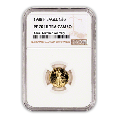 1988 $5 Gold Eagle - 1/10th oz Philadelphia Proof - NGC PF70