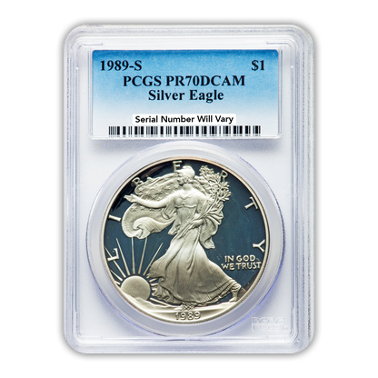 1989 Silver Eagle - Proof - PCGS PR70 - CoinsTV