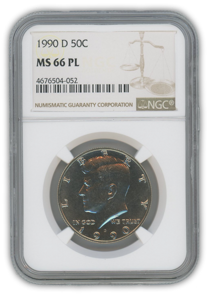 1990 Kennedy Half Dollar Denver - NGC MS66 PL Prooflike