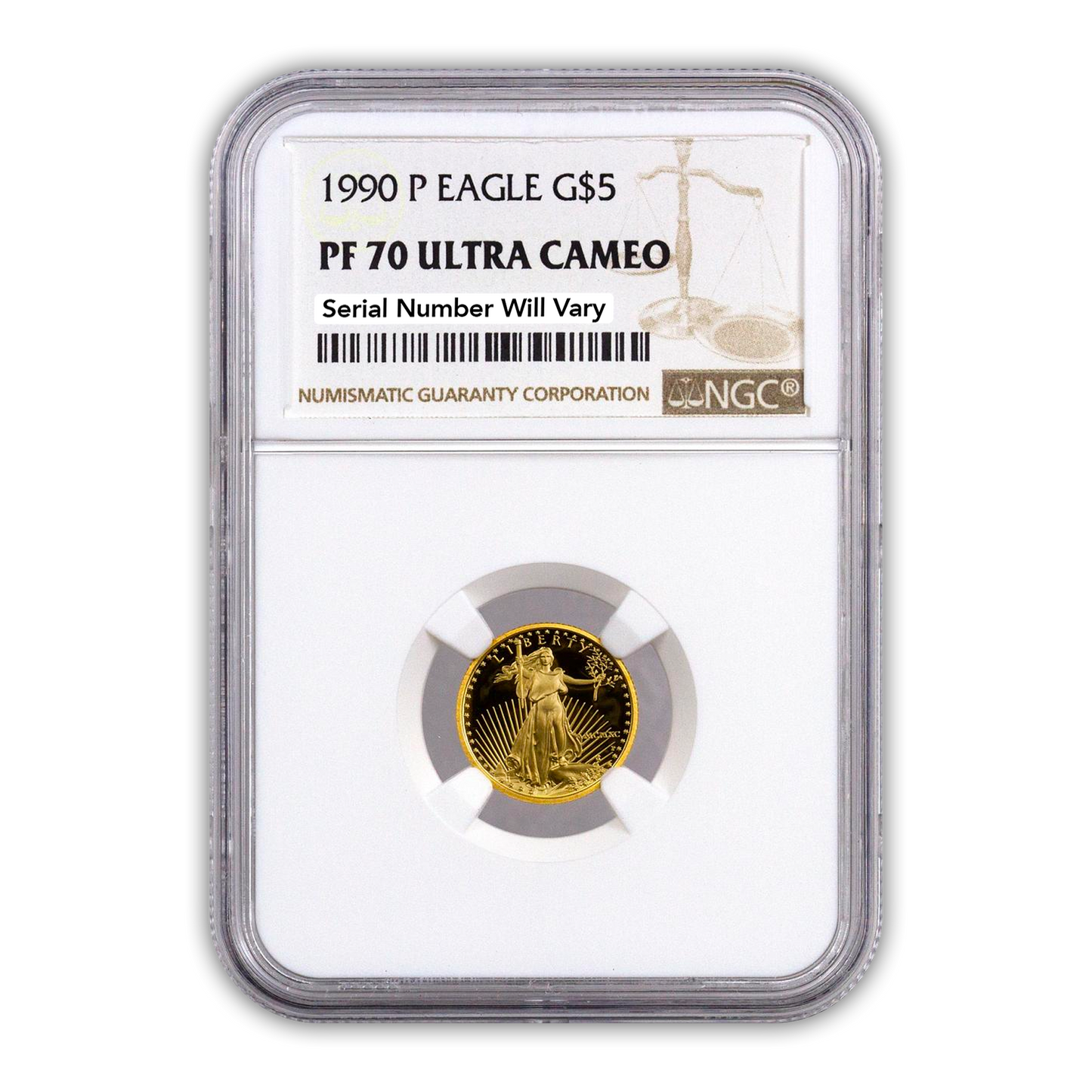 1990 $5 Gold Eagle - 1/10th oz Philadelphia Proof - NGC PF70