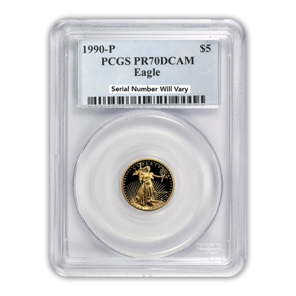 1990 $5 Gold Eagle - 1/10th oz - Philadelphia Proof - PCGS PR70