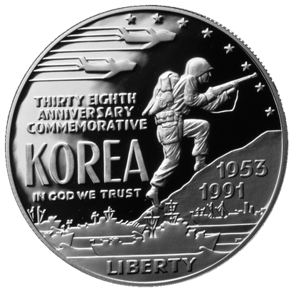 1991 Korean War Silver Dollar Philadelphia Proof - Original Government Packaging OGP