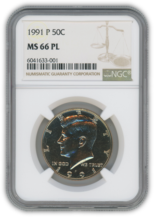 1991 Kennedy Half Dollar Philadelphia - NGC MS66 PL Prooflike