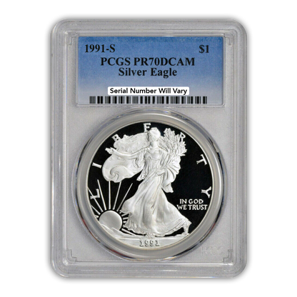 1991 Silver Eagle - Proof - PCGS PR70 - CoinsTV