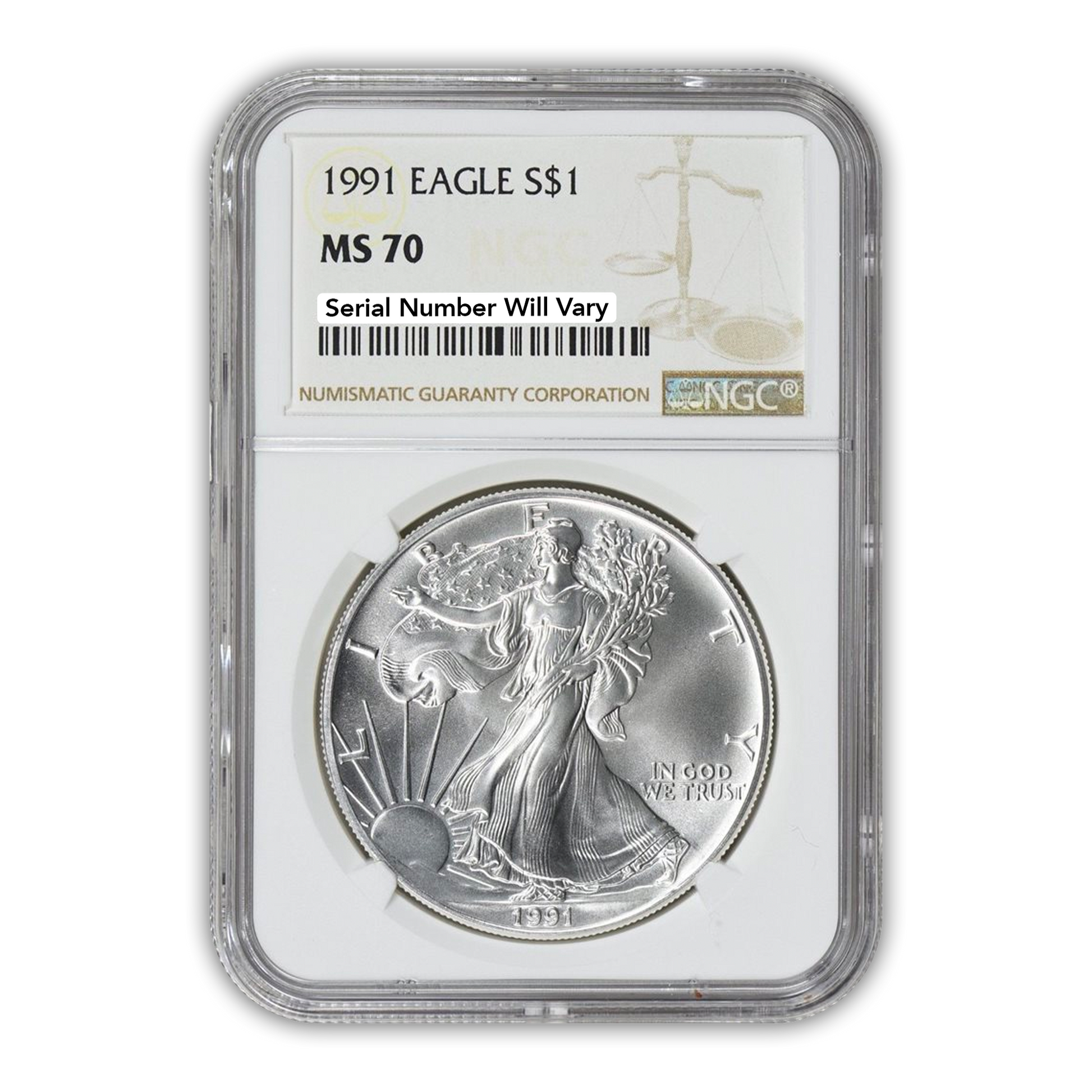 1991 Silver Eagle - Business Strike - NGC MS70 - CoinsTV