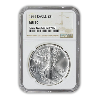 1991 Silver Eagle - Business Strike - NGC MS70 - CoinsTV