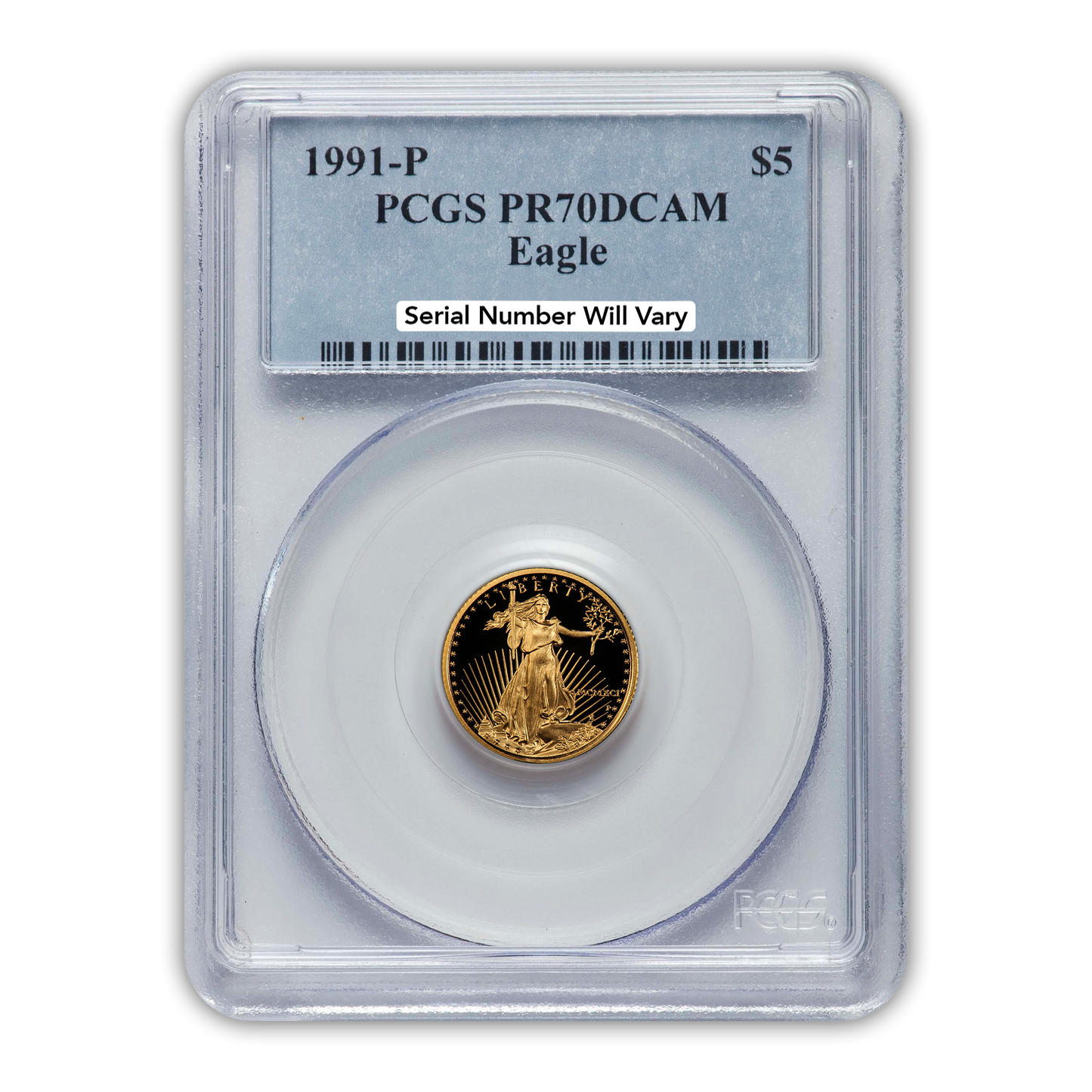 1991 $5 Gold Eagle - 1/10th oz - Philadelphia Proof - PCGS PR70