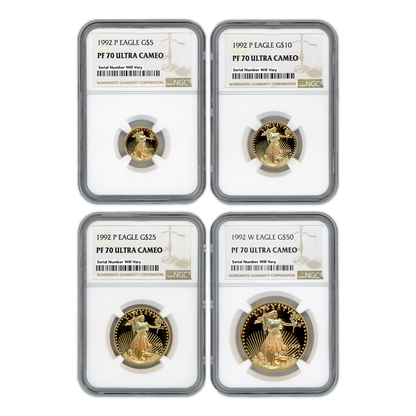 1992 4 Piece Gold Eagle Set NGC PF 70