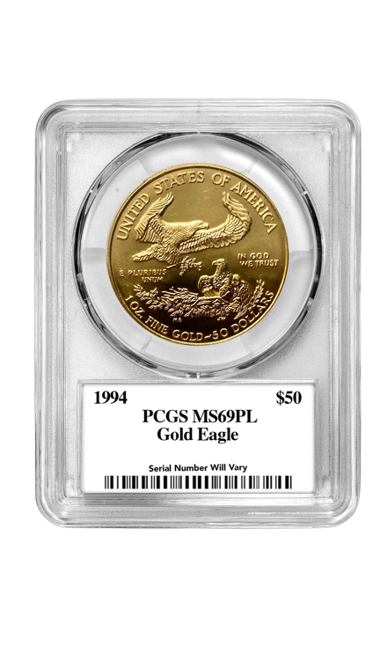 1994  $50 Gold Eagle PCGS PL70 Truman's Triumph Label