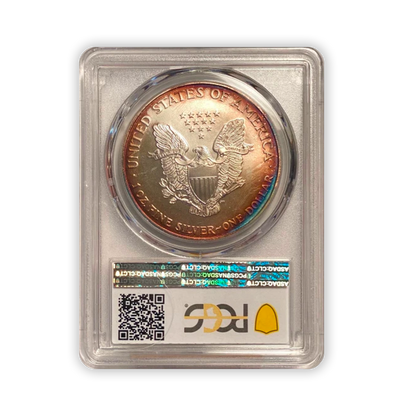 1996 Silver Eagle - Business Strike - PCGS MS67 - Deep Rainbow Toned