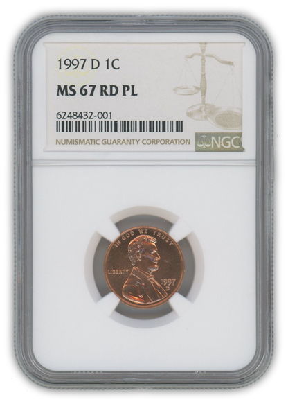 1997 Lincoln Cent Denver - NGC MS67 RD PL Prooflike
