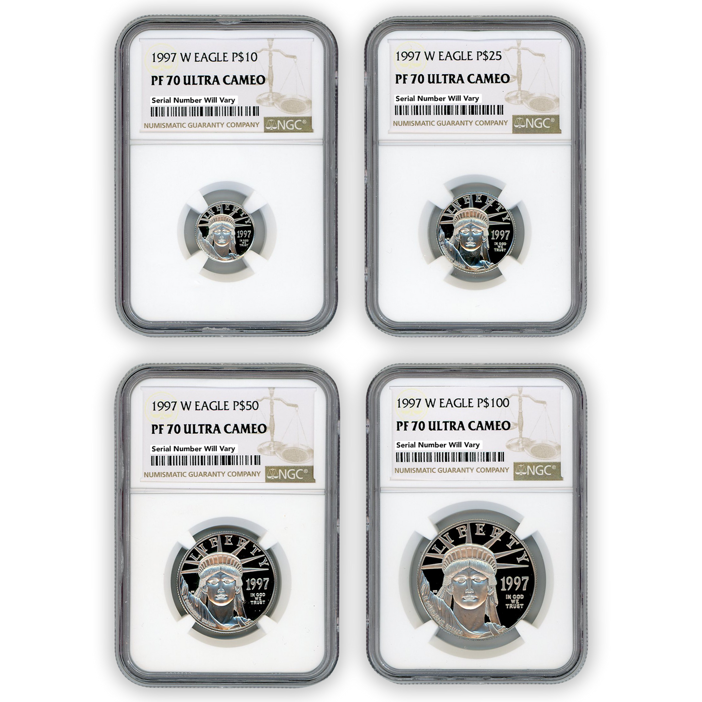 1997 4pc Platinum Eagle Set NGC PR70