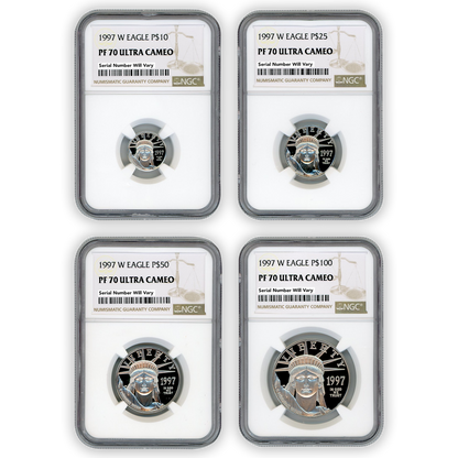 1997 4pc Platinum Eagle Set NGC PR70