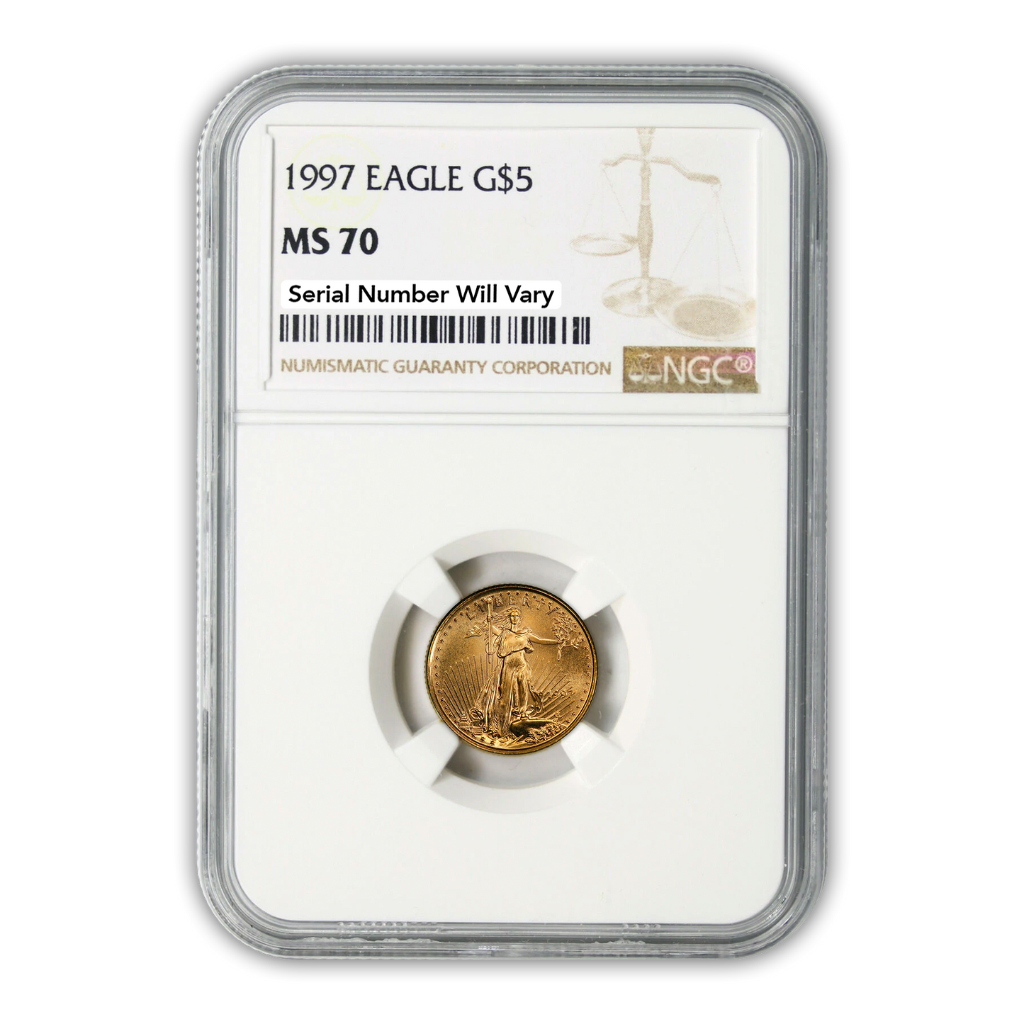 1997 $5 Gold Eagle - 1/10th oz Business Strike - NGC MS70