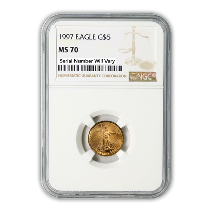 1997 $5 Gold Eagle - 1/10th oz Business Strike - NGC MS70