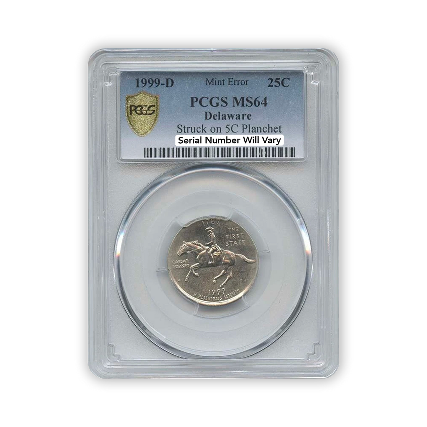 1999 Delaware Quarter Dollar Struck on a Jefferson Nickel - PCGS MS64