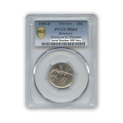 1999 Delaware Quarter Dollar Struck on a Jefferson Nickel - PCGS MS64