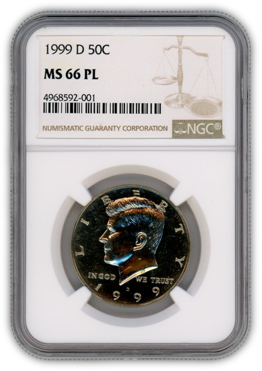 1999 Kennedy Half Dollar Denver - NGC MS66 PL Prooflike