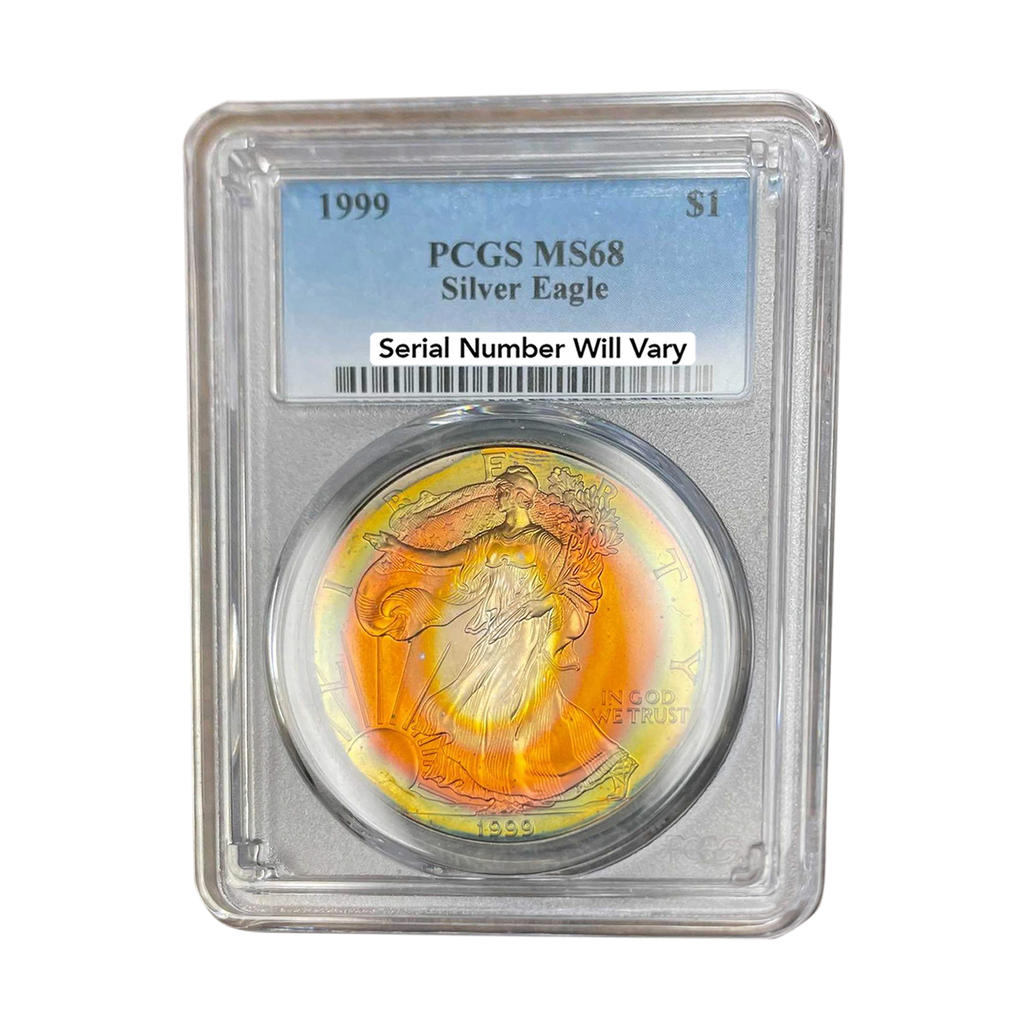 1999 Silver Eagle - Business Strike - PCGS MS68 - Concentric Toning