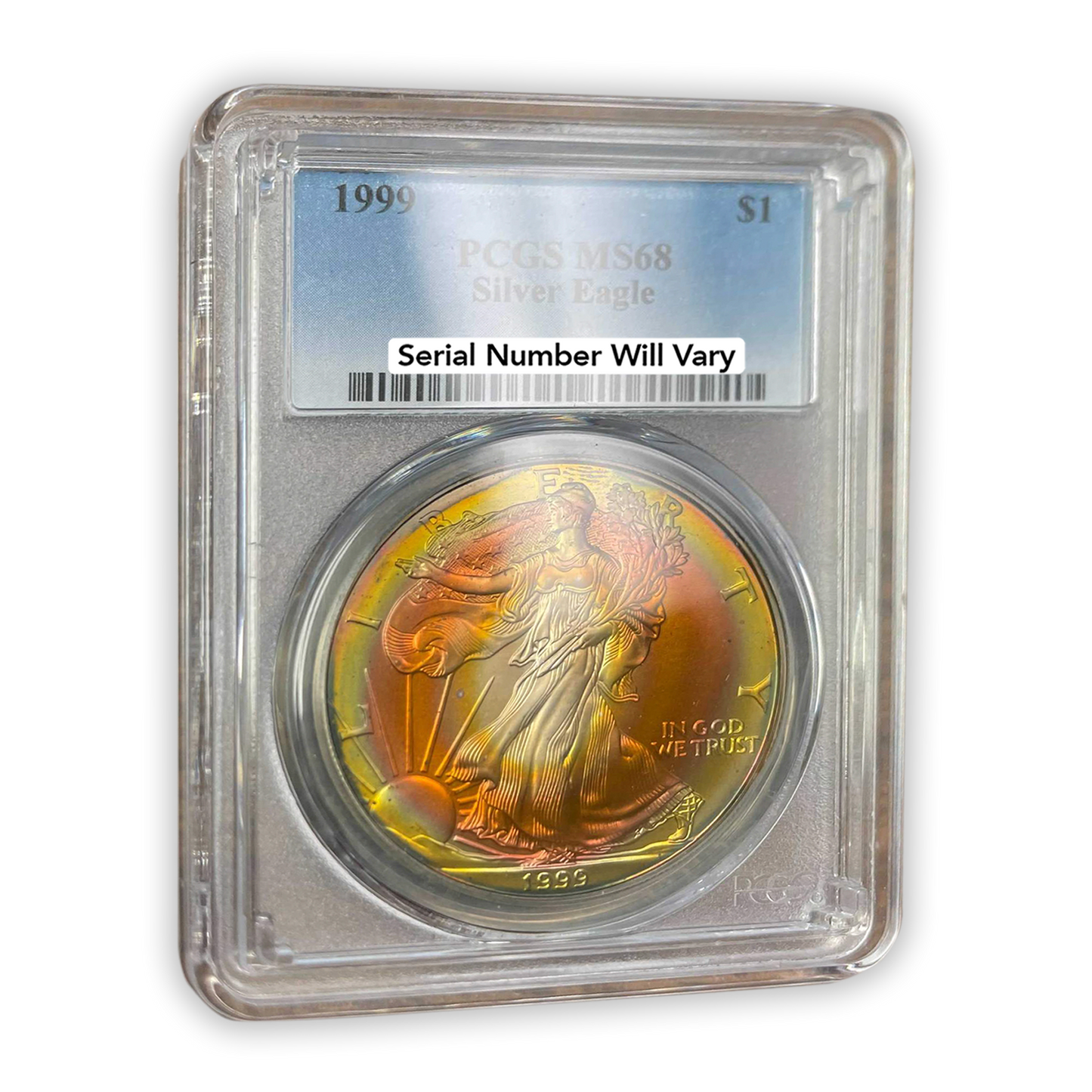 1999 Silver Eagle - Business Strike - PCGS MS68 - Concentric Toning