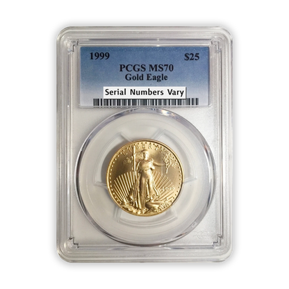 1999 $25 Gold Eagle 1/2 oz - PCGS MS70