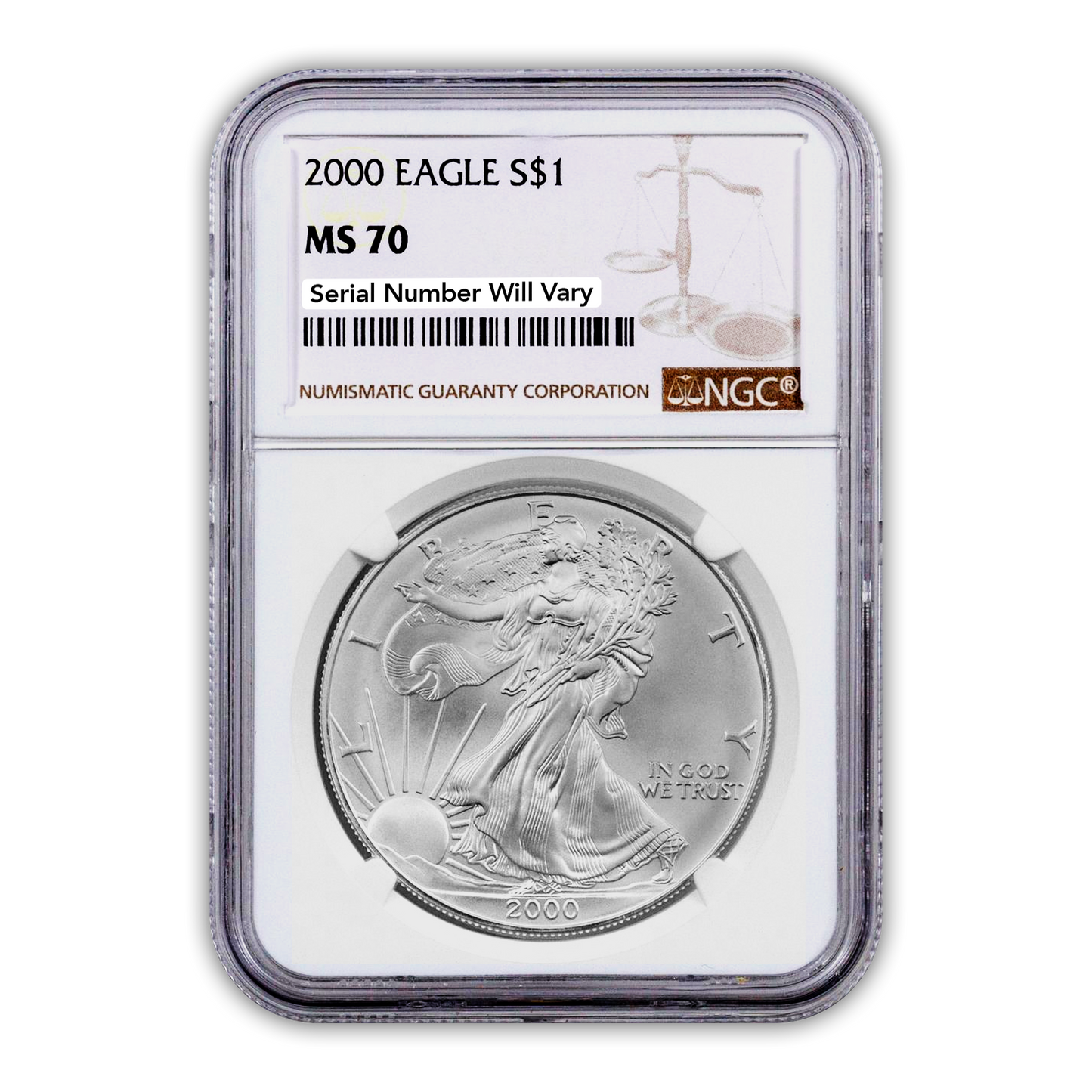 2000 Silver Eagle - Business Strike - NGC MS70 - CoinsTV