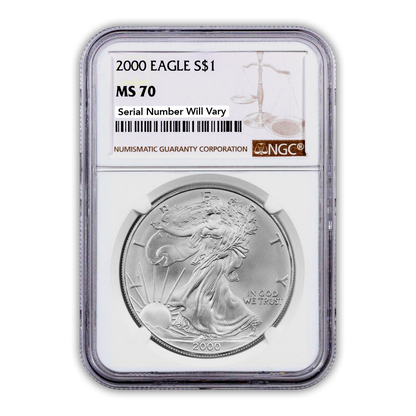 2000 Silver Eagle - Business Strike - NGC MS70 - CoinsTV