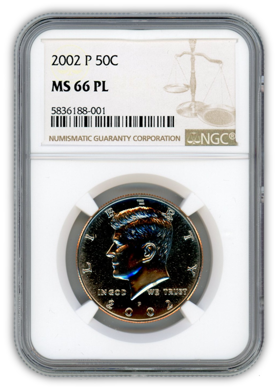 2002 Kennedy Half Dollar Philadelphia- NGC MS66 PL Prooflike